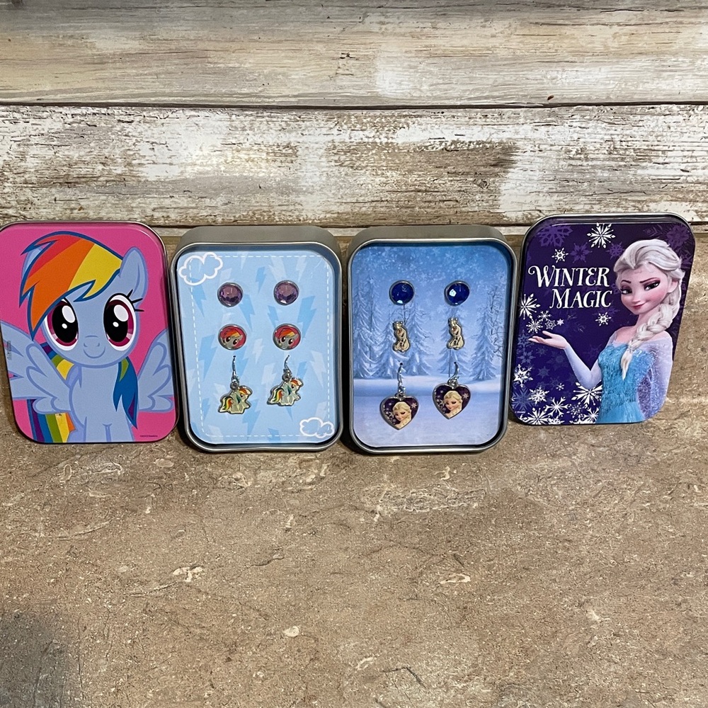 My Little Pony & Frozen Little Girl Earrings in Collectable Tins